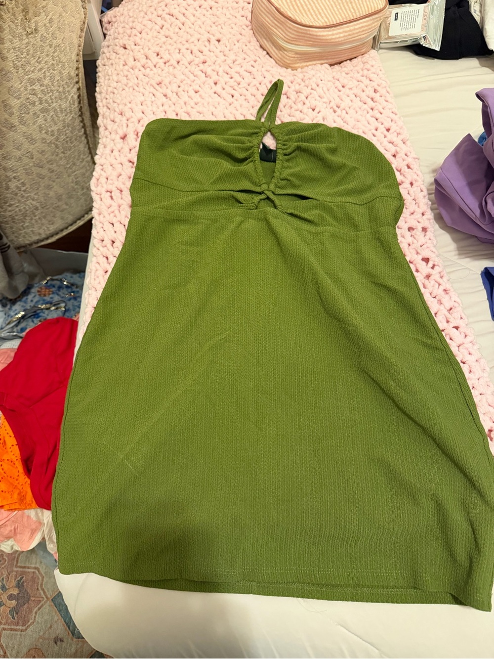wild fable Olive Green Halter Mini Dress